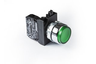 CM Serisi Metal 1NO Yaylı Çıkık Yeşil 22 mm Buton
